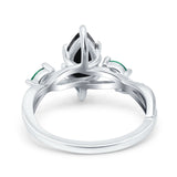 Infinity Twist Green Simulated Emerald Marquise Wedding Ring Simulated Cubic Zirconia 925 Sterling Silver