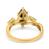 Infinity Twist Green Simulated Emerald Marquise Wedding Ring Simulated Cubic Zirconia 925 Sterling Silver