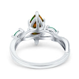 Infinity Twist Green Simulated Emerald Marquise Wedding Ring Simulated Cubic Zirconia 925 Sterling Silver