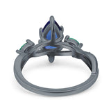 Infinity Twist Green Simulated Emerald Marquise Wedding Ring Simulated Cubic Zirconia 925 Sterling Silver