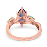 Infinity Twist Green Simulated Emerald Marquise Wedding Ring Simulated Cubic Zirconia 925 Sterling Silver