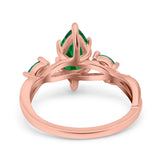 Infinity Twist Green Simulated Emerald Marquise Wedding Ring Simulated Cubic Zirconia 925 Sterling Silver
