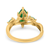 Infinity Twist Green Simulated Emerald Marquise Wedding Ring Simulated Cubic Zirconia 925 Sterling Silver