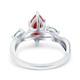 Infinity Twist Green Simulated Emerald Marquise Wedding Ring Simulated Cubic Zirconia 925 Sterling Silver
