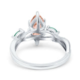 Infinity Twist Green Simulated Emerald Marquise Wedding Ring Simulated Cubic Zirconia 925 Sterling Silver
