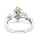 Infinity Twist Green Simulated Emerald Marquise Wedding Ring Simulated Cubic Zirconia 925 Sterling Silver
