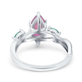 Infinity Twist Green Simulated Emerald Marquise Wedding Ring Simulated Cubic Zirconia 925 Sterling Silver