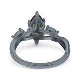 Infinity Twist Green Simulated Emerald Marquise Wedding Ring Simulated Cubic Zirconia 925 Sterling Silver