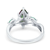 Infinity Twist Green Simulated Emerald Marquise Wedding Ring Simulated Cubic Zirconia 925 Sterling Silver