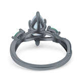Infinity Twist Green Simulated Emerald Marquise Wedding Ring Simulated Cubic Zirconia 925 Sterling Silver