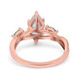 Infinity Twist Green Simulated Emerald Marquise Wedding Ring Simulated Cubic Zirconia 925 Sterling Silver