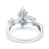 Infinity Twist Green Simulated Emerald Marquise Wedding Ring Simulated Cubic Zirconia 925 Sterling Silver