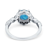 Flower Art Deco Engagement Ring Round Amethyst Simulated Cubic Zirconia 925 Sterling Silver