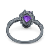 Teardrop Pear Art Deco Wedding Bridal Engagement Ring Round Simulated Cubic Zirconia 925 Sterling Silver