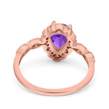 Teardrop Pear Art Deco Wedding Bridal Engagement Ring Round Simulated Cubic Zirconia 925 Sterling Silver