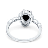 Teardrop Pear Art Deco Wedding Bridal Engagement Ring Round Simulated Cubic Zirconia 925 Sterling Silver