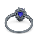 Teardrop Pear Art Deco Wedding Bridal Engagement Ring Round Simulated Cubic Zirconia 925 Sterling Silver