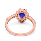 Teardrop Pear Art Deco Wedding Bridal Engagement Ring Round Simulated Cubic Zirconia 925 Sterling Silver