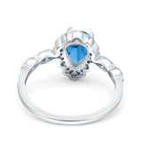 Teardrop Pear Art Deco Wedding Bridal Engagement Ring Round Simulated Cubic Zirconia 925 Sterling Silver