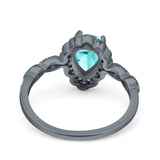 Teardrop Pear Art Deco Wedding Bridal Engagement Ring Round Simulated Cubic Zirconia 925 Sterling Silver