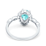 Teardrop Pear Art Deco Wedding Bridal Engagement Ring Round Simulated Cubic Zirconia 925 Sterling Silver