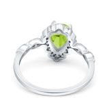 Teardrop Pear Art Deco Wedding Bridal Engagement Ring Round Simulated Cubic Zirconia 925 Sterling Silver