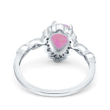 Teardrop Pear Art Deco Wedding Bridal Engagement Ring Round Simulated Cubic Zirconia 925 Sterling Silver