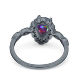 Teardrop Pear Art Deco Wedding Bridal Engagement Ring Round Simulated Cubic Zirconia 925 Sterling Silver