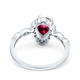 Teardrop Pear Art Deco Wedding Bridal Engagement Ring Round Simulated Cubic Zirconia 925 Sterling Silver