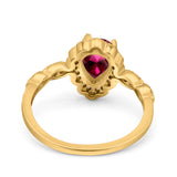 Teardrop Pear Art Deco Wedding Bridal Engagement Ring Round Simulated Cubic Zirconia 925 Sterling Silver