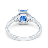 Emerald Cut Art Deco Engagement Ring Simulated Cubic Zirconia 925 Sterling Silver