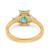 Emerald Cut Art Deco Engagement Ring Simulated Cubic Zirconia 925 Sterling Silver