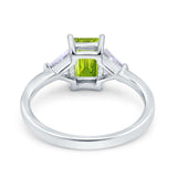 Emerald Cut Art Deco Engagement Ring Simulated Cubic Zirconia 925 Sterling Silver