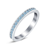 Full Eternity Stackable Band Wedding Ring Simulated CZ 925 Sterling Silver