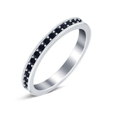 Full Eternity Stackable Band Wedding Ring Simulated CZ 925 Sterling Silver
