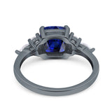 Cushion Cut Marquise Art Deco Wedding Ring Round Simulated Cubic Zirconia 925 Sterling Silver