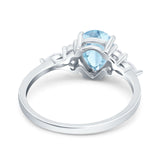 Teardrop Pear Art Deco Wedding Bridal Engagement Ring Round Simulated Cubic Zirconia 925 Sterling Silver