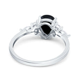 Teardrop Pear Art Deco Wedding Bridal Engagement Ring Round Simulated Cubic Zirconia 925 Sterling Silver