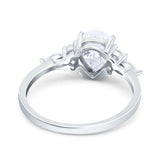 Teardrop Pear Art Deco Wedding Bridal Engagement Ring Round Simulated Cubic Zirconia 925 Sterling Silver