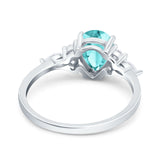 Teardrop Pear Art Deco Wedding Bridal Engagement Ring Round Simulated Cubic Zirconia 925 Sterling Silver