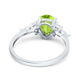 Teardrop Pear Art Deco Wedding Bridal Engagement Ring Round Simulated Cubic Zirconia 925 Sterling Silver