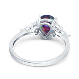 Teardrop Pear Art Deco Wedding Bridal Engagement Ring Round Simulated Cubic Zirconia 925 Sterling Silver