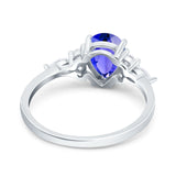 Teardrop Pear Art Deco Wedding Bridal Engagement Ring Round Simulated Cubic Zirconia 925 Sterling Silver