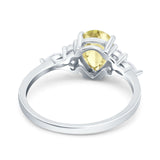 Teardrop Pear Art Deco Wedding Bridal Engagement Ring Round Simulated Cubic Zirconia 925 Sterling Silver