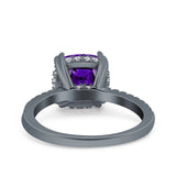 Half Eternity Art Deco Cushion Cut Wedding Engagement Bridal Ring Round Simulated Cubic Zirconia 925 Sterling Silver