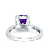 Half Eternity Art Deco Cushion Cut Wedding Engagement Bridal Ring Round Simulated Cubic Zirconia 925 Sterling Silver