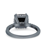 Half Eternity Art Deco Cushion Cut Wedding Engagement Bridal Ring Round Simulated Cubic Zirconia 925 Sterling Silver