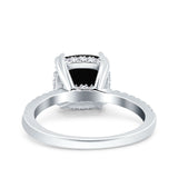 Half Eternity Art Deco Cushion Cut Wedding Engagement Bridal Ring Round Simulated Cubic Zirconia 925 Sterling Silver