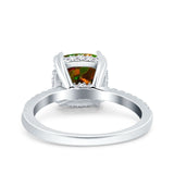 Half Eternity Art Deco Cushion Cut Wedding Engagement Bridal Ring Round Simulated Cubic Zirconia 925 Sterling Silver