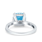 Half Eternity Art Deco Cushion Cut Wedding Engagement Bridal Ring Round Simulated Cubic Zirconia 925 Sterling Silver